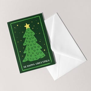 Tarjeta navideña con ilustración de árbol de Navidad