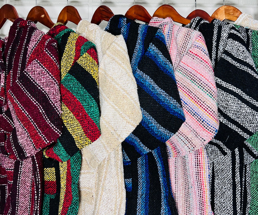 Produktbild von Mexikanischer Poncho Baja Hoodie, Handgefertigt, Unisex, Rasta-Farben, Surfer-Style