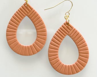Canyon Clay Teardrop Earrings | Terracotta Polymer Clay Earrings | Minimal Boho Dangle Earrings | Lightweight Statement Jewelry
