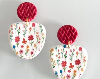 Wildflower Meadow Earrings | Floral Polymer Clay Earrings | Colorful Spring Statement Earrings | Cottagecore Jewelry | Handmade Dangles