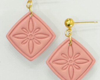 Petal Bloom Dangles | Blush Pink Floral Polymer Clay Earrings | Lightweight Boho Earrings | Hypoallergenic Titanium Posts | Gift for Her