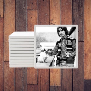 George Harrison + Cat - Petting - Coaster, Magnet or Sticker