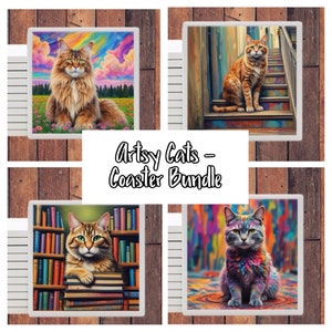 Artsy Cats - Untersetzer Set aus Keramik