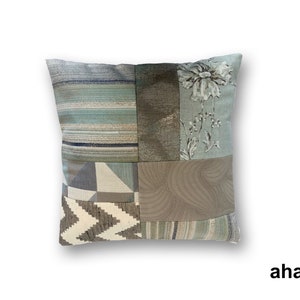 Unique Upcycled Eco-Friendly Patchwork Decorative Pillow Case, Recycled Fabric Pillowcase, Throw Pillow, GIFT