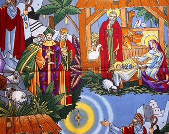 AH “away in the manger” cotton fabric