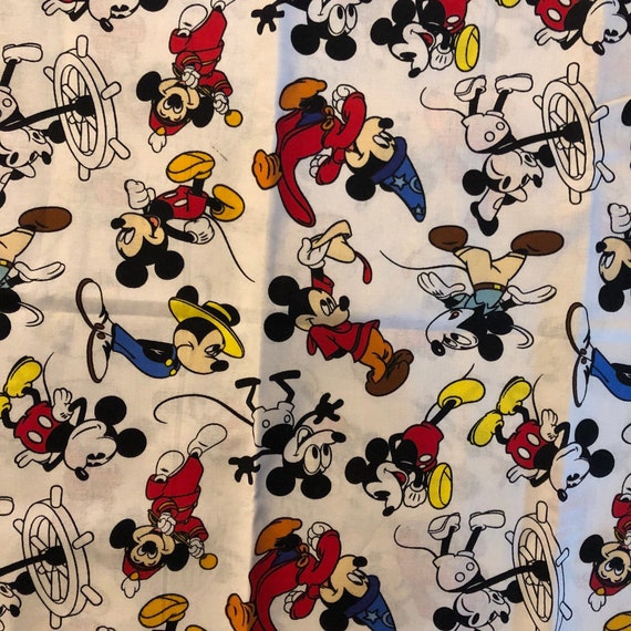 Mickey Mouse Cotton Fabric Etsy