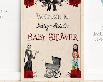 Nightmare Baby Shower Welcome Sign, Editable 11x14 (Digital)