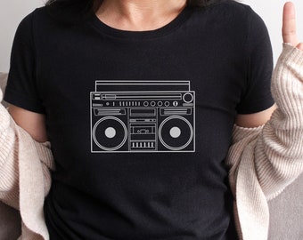 Retro Radio Graphic Tee, Vintage Boombox Design