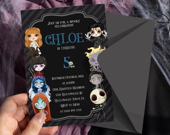 Halloween Character Friends Birthday Invitation, Halloween Birthday Invitation, Digital, Printable, Editable, 5x7, JPG, PDF