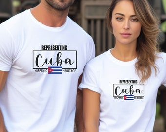 Hispanic Heritage Cuba Shirt, Represent Cuba Graphic, Made in the USA, Tee Unisex Softstyle T-Shirt