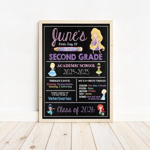 Princess First Day of School Sign, Back To School Sign, Princess Fist day of school sign, Digital, Printable, Editable, 8x10, JPG, PDF