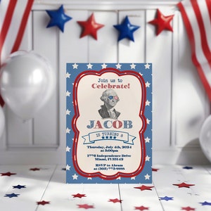 Cool President Birthday Invitation, American Flag, President Birthday Invitation, Printable, Digital, Editable, 5x7, PDF, JPG