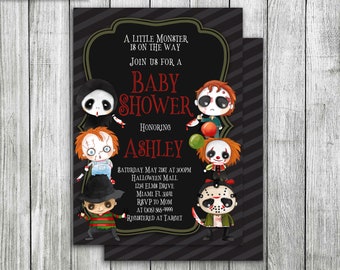 Horror Movie Baby Shower Invitation, Scary Movie Baby Shower Invitation, Halloween theme Baby Shower, Digital Download