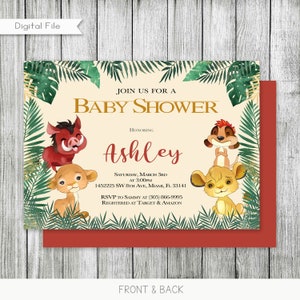Baby Lion Prince Baby Shower Invitation, Baby Shower Invitation, Safari Animals Shower Invitation, Personalized, Digital Download