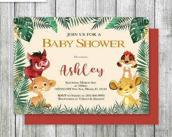 Baby Lion Safari Baby Shower Invitation (Personalized Digital Download)