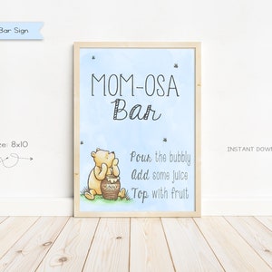 Classic Winnie the Pooh Baby Shower Mom-OSA Bar Sign, Mimosa Bar Sign, Baby Shower Sign, Instant Download