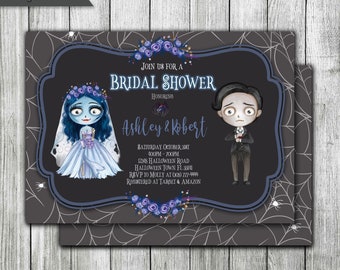 Uitnodiging bruiloft Halloween bruid, gepersonaliseerd (digitale download)