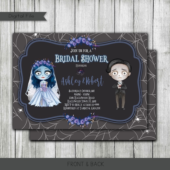 Halloween Bride Bridal Shower Invitation, Personalized (Digital Download)