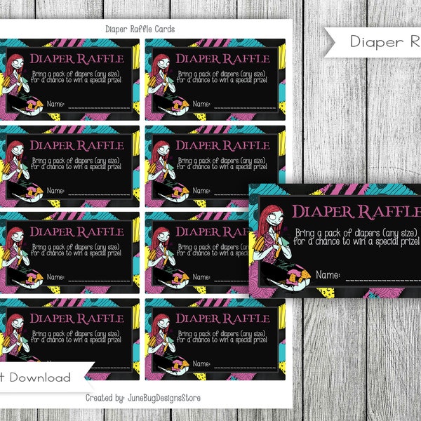 Nightmare Baby Shower Diaper Raffle Card, Diaper Raffle card, Baby Shower Diaper Raffle, Digital, Instant Download