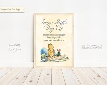 Winnie Puuh Windel Zeichen, Baby-Dusche-Dekor (Digitaler Download)