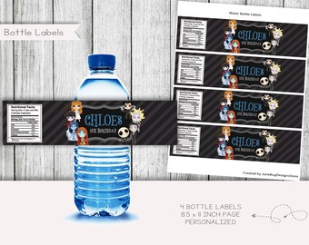 Halloween Birthday Water Bottle Labels, Personalized (Digital)