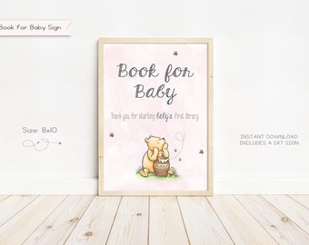 Boekbord babyshower Winnie de Pooh (digitale download)