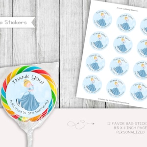 Baby Cenerentola Compleanno Lollipop Etichette adesive, Toppers, Bomboniere, Stampabili, Digitali, Personalizzate