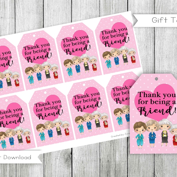 Golden Gals Valentine's Day Gift Tags, Best Friends Valentine's Tag, Printable, Instant Download