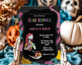 Nightmare Baby Shower Invitation, Little Nightmare on the way, Digital, Printable, Editable, 5x7, JPG, PDF
