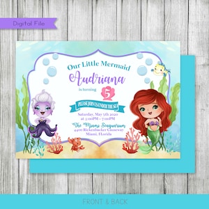 Little Mermaid Birthday Invitation, Party Invitation, Mermaid Party, Personalized, Printable, Digital