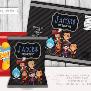 Garçon Méchants Anniversaire Snack Taille Chip Bag Label, Queen Villains Labels, Party Favors, Personnalisé, Numérique