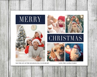 Frohe Weihnachten 5 Fotokarte, Weihnachtsgrußkarte, Weihnachtsgrußkarte, bedruckbar, personalisiert, digitale Datei