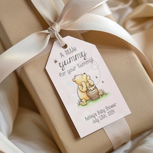 Classic Winnie the Pooh Birthday Thank you Tags, Gift Tags, Party favors, Printable, Digital, Editable, Size 2 x 3.5 Inches