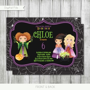 Witch Sisters Birthday Invitation, Halloween Birthday Invitation, Halloween Party Birthday Invitation, Digital, Personalized