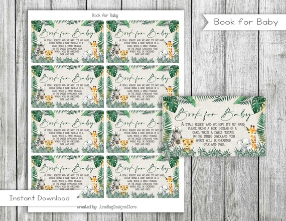 Safari Animals Baby Shower Book for Baby Book for Baby Card | Etsy
