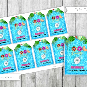Pool Party Geschenkanhänger, Gastgeschenke, Danke Tags, personalisiert, druckbar, digitale Datei