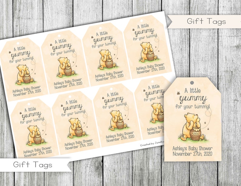 Classic Winnie the Pooh Baby Shower Thank You Tags Gift Tags Etsy
