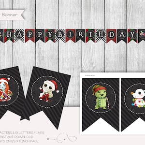 Christmas Nightmare Birthday Banner, Happy Birthday Banner, Christmas Birthday Sign, Digital File, Instant Download