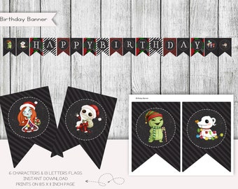 Christmas Nightmare Birthday Banner, Digital File (Instant Download)