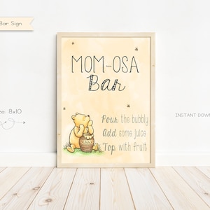 Classic Winnie the Pooh Baby Shower Mom-OSA Bar Sign, Mimosa Bar Sign, Baby Shower Sign, Instant Download
