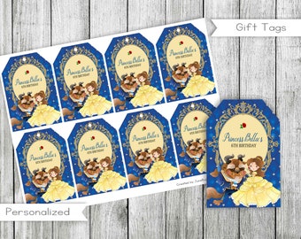 Beauty and the Beast Thank you Tags, Gift Tags, Party Favors, Printable, Personalized, Digital File