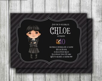 Invitación de cumpleaños de Halloween espeluznante, temática familiar (descarga digital personalizada)