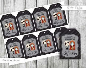 Nightmare Gender Reveal Favor Tags, Personalized Printable (Digital)