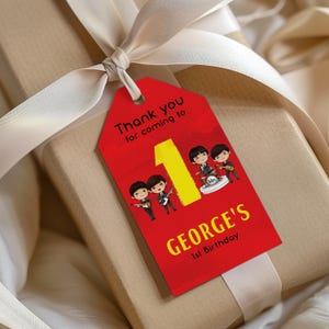 Rock and Roll Boy Band Birthday Thank you Tags, Rock Band Favor Tags, Printable, Digital, Editable, Size 2 x 3.5 Inches, JPG, PDF