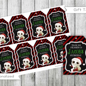 Etiquetas de agradecimento de Natal do pesadelo de Papai Noel, aniversário de Halloween de Natal, etiquetas de presente de Natal de pesadelo, digitais, personalizadas