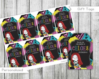Nightmare Birthday Gift Tags, Personalized Halloween Favor Tags (Digital)