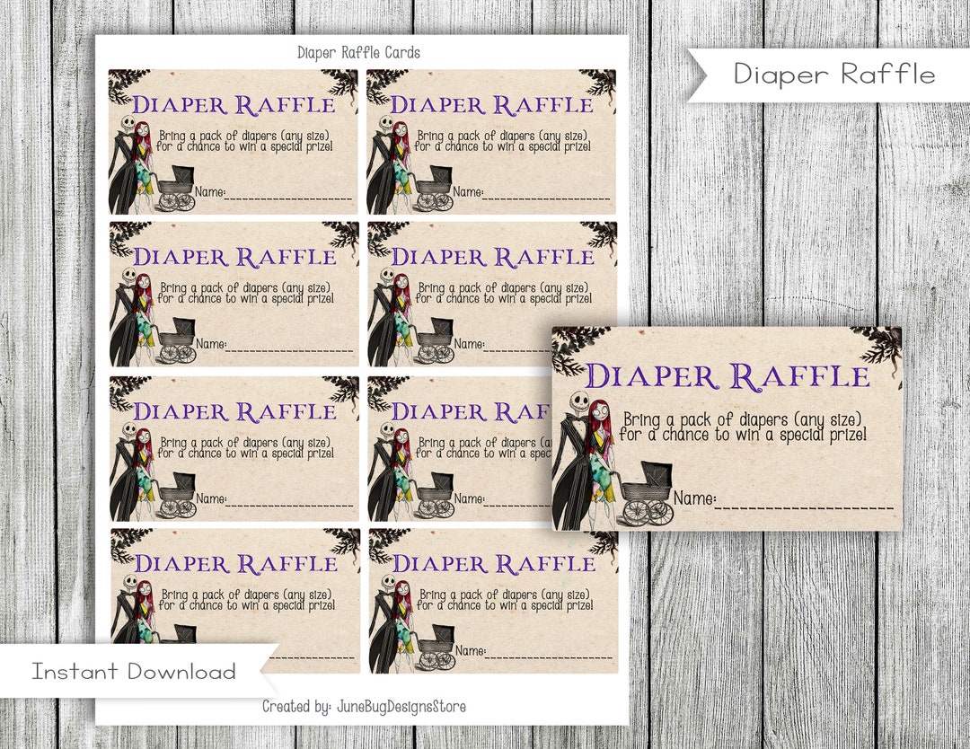 Nightmare Baby Shower Diaper Raffle Card, Diaper Raffle Card, Baby ...
