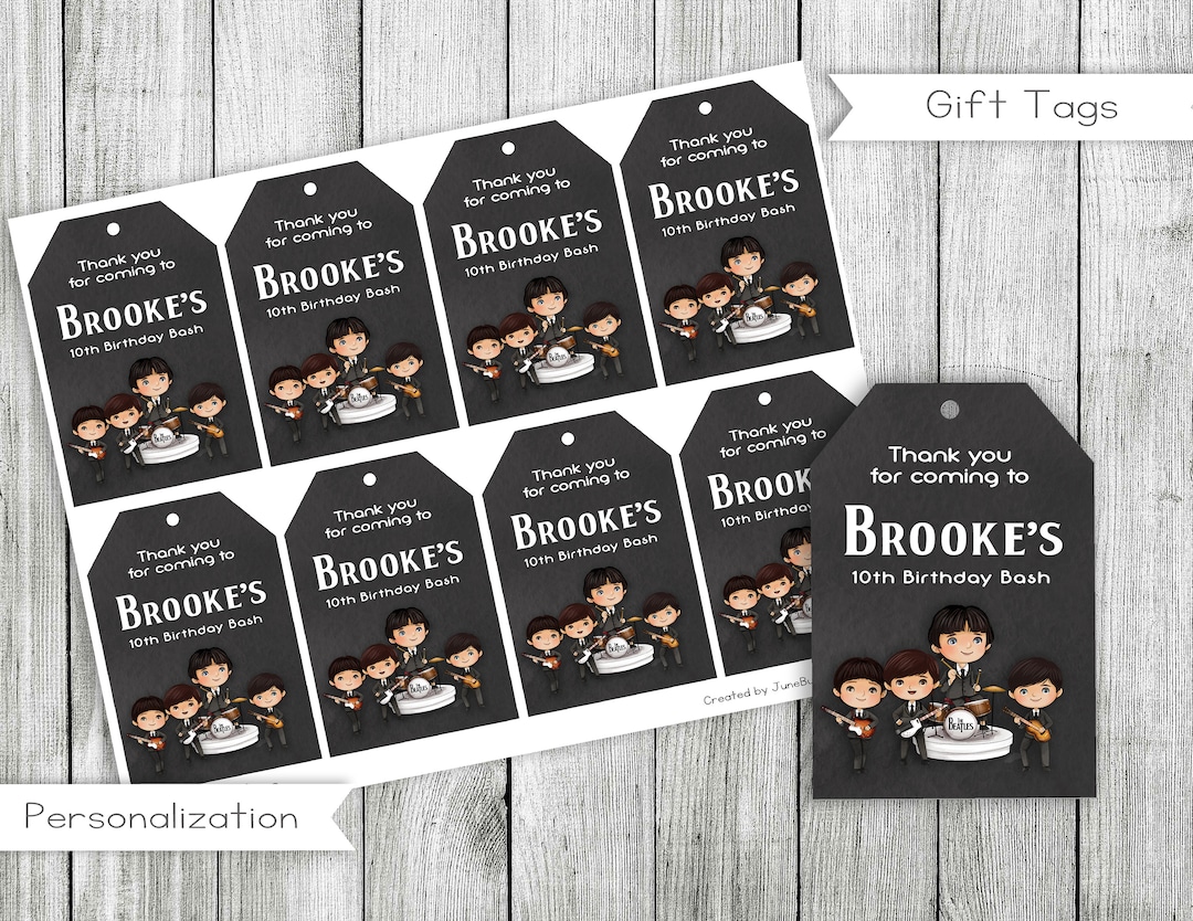 Rock Band Birthday Thank You Tags, Rock Band Favor Tags, Rock Band Gift