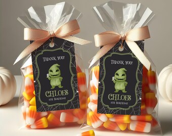 Nightmare Sack Of Bugs Birthday Thank You Tags, Editable (Digital)