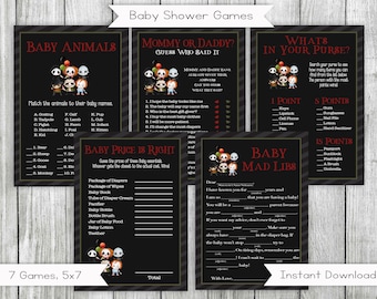 Horror Movie Baby Shower Games, Printable Set of 7 (Digital Download)